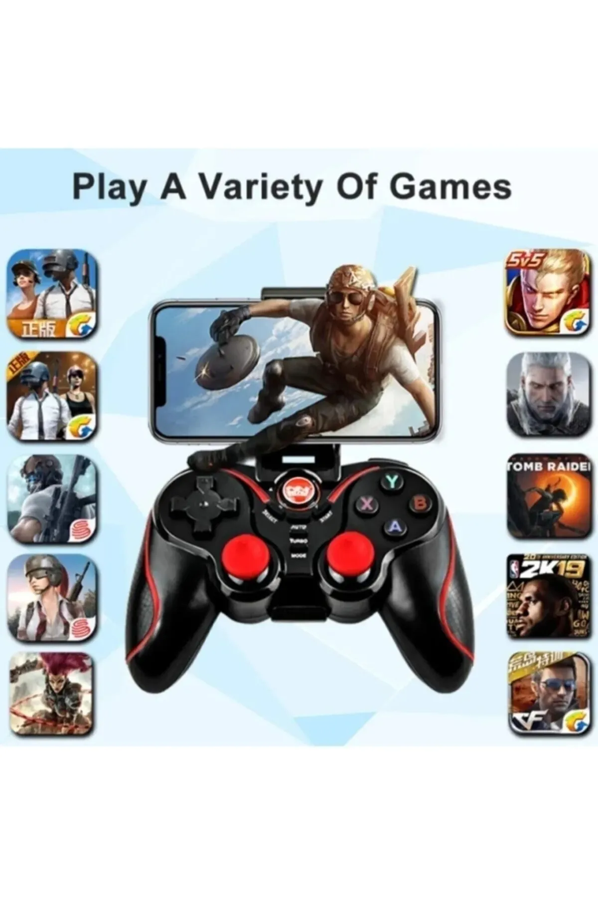 Bilişim Burada X3 Bluetooth Kablosuz Oyun Kolu Gamepad Telefon Tutucu Stand Bluetooth Joystick Gamepad Tv Box Android Tv,ps3,ps4,ios -pc,